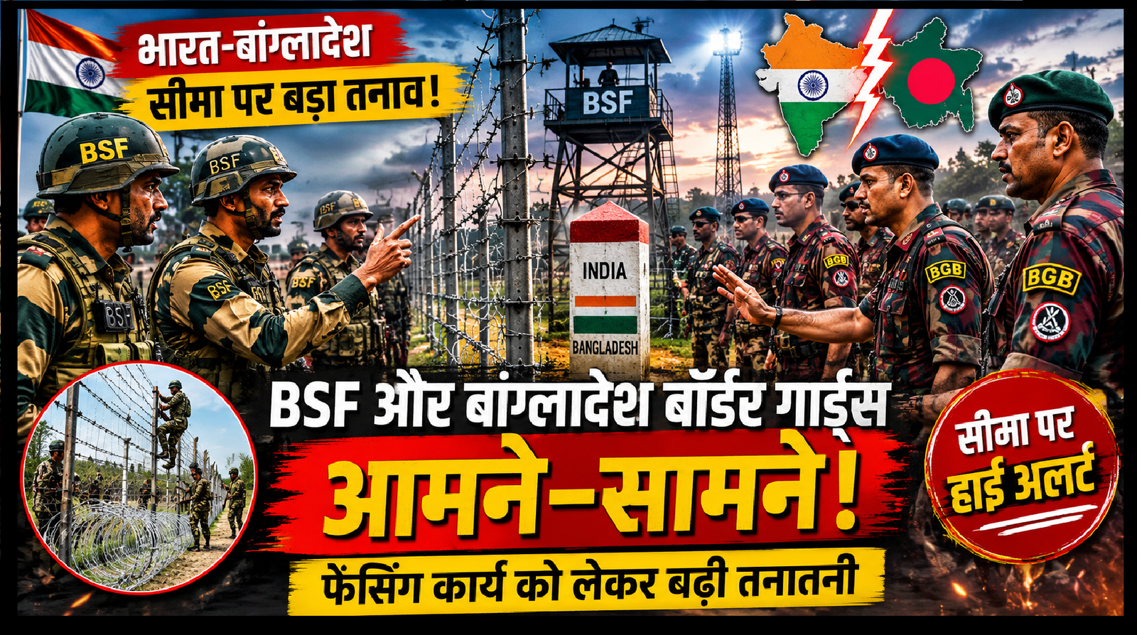 भारत-बांग्लादेश सीमा पर BSF और बांग्लादेश बॉर्डर गार्ड्स के बीच तनाव