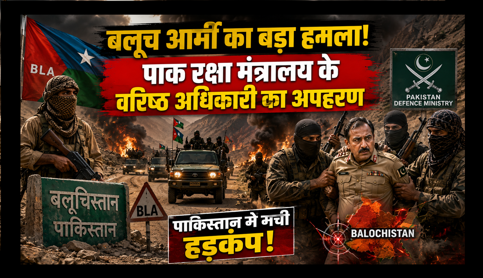 बलूचिस्तान में पाकिस्तान रक्षा मंत्रालय के अधिकारी के अपहरण का प्रतीकात्मक दृश्य